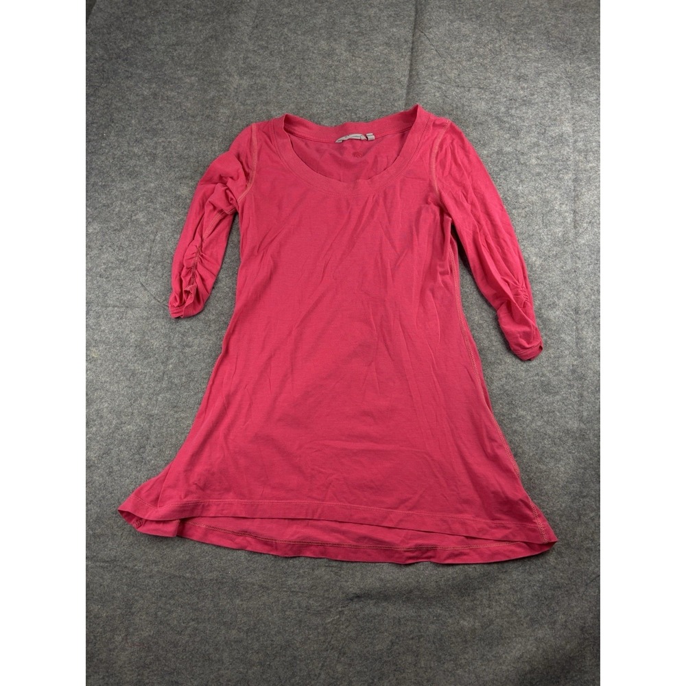 Athleta Tunic Top Womens S Shiva Tee Ruched Sleeves A-Line Scoop Neck Pink Y2K